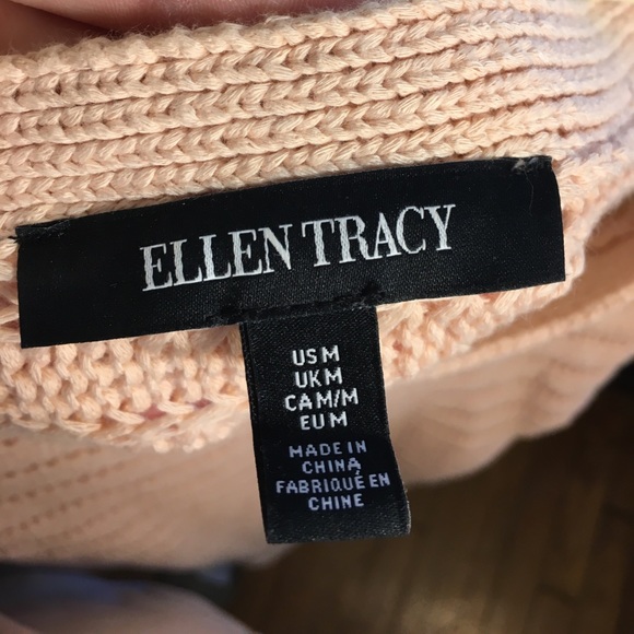 Ellen Tracy Peach Sweater Wide Sleeve - Picture 3 of 3
